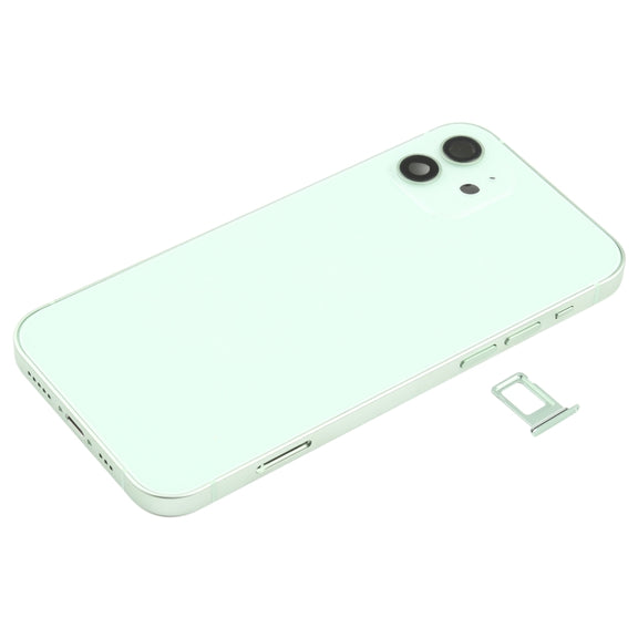 Battery Back Cover (with Side Keys & Card Tray & Power + Volume Flex Cable & Wireless Charging Module) for iPhone 12(Green)