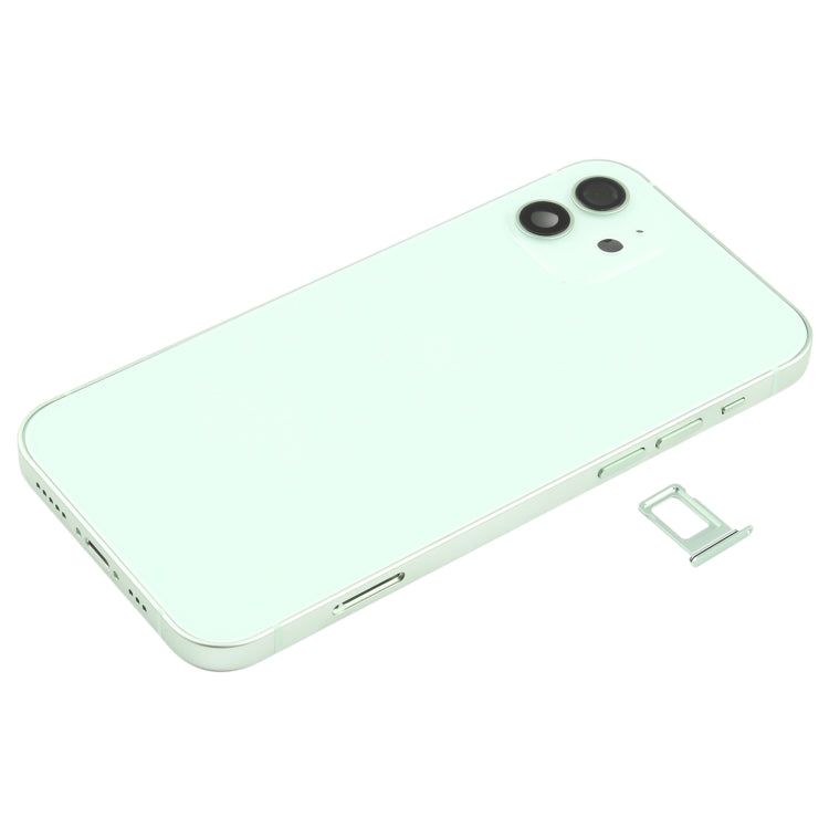 Battery Back Cover (with Side Keys & Card Tray & Power + Volume Flex Cable & Wireless Charging Module) for iPhone 12(Green)