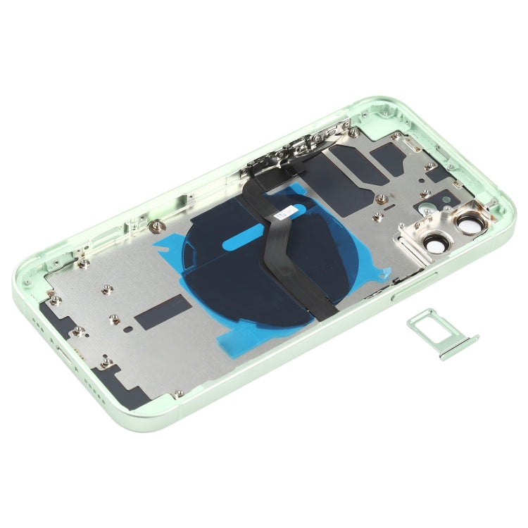 Battery Back Cover (with Side Keys & Card Tray & Power + Volume Flex Cable & Wireless Charging Module) for iPhone 12(Green)