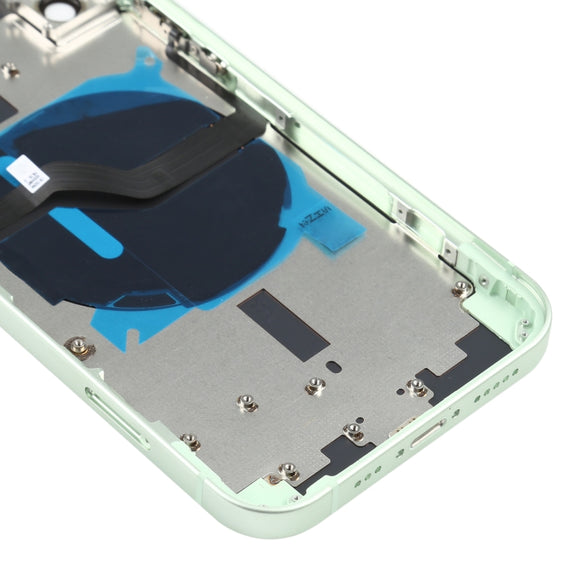 Battery Back Cover (with Side Keys & Card Tray & Power + Volume Flex Cable & Wireless Charging Module) for iPhone 12(Green)