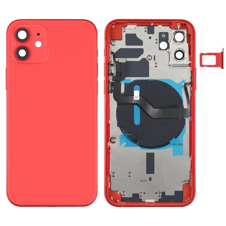 Battery Back Cover (with Side Keys & Card Tray & Power + Volume Flex Cable & Wireless Charging Module) for iPhone 12(Red) - Back Cover by PMC TechLife | Online Shopping South Africa | PMC TechLife