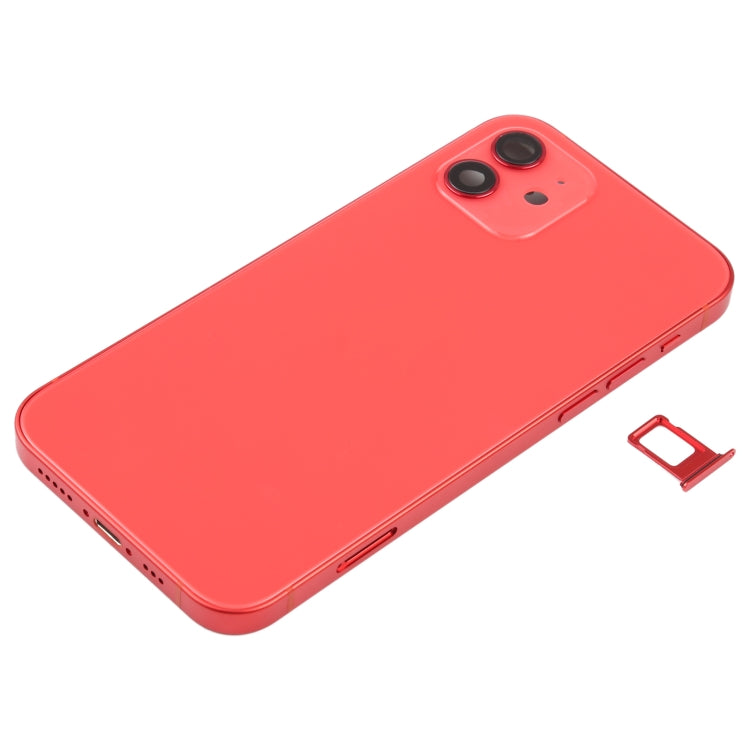 Battery Back Cover (with Side Keys & Card Tray & Power + Volume Flex Cable & Wireless Charging Module) for iPhone 12(Red)
