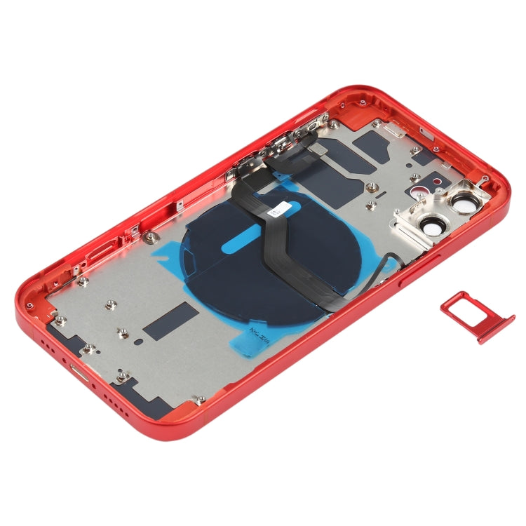 Battery Back Cover (with Side Keys & Card Tray & Power + Volume Flex Cable & Wireless Charging Module) for iPhone 12(Red) - Back Cover by PMC TechLife | Online Shopping South Africa | PMC TechLife