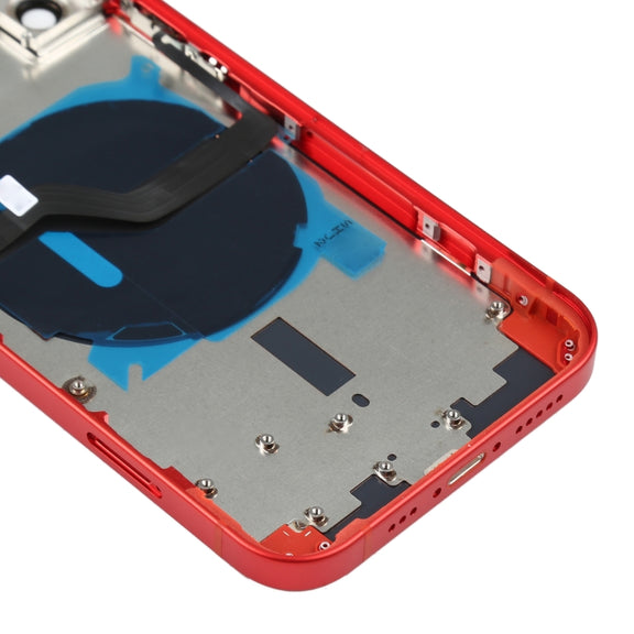 Battery Back Cover (with Side Keys & Card Tray & Power + Volume Flex Cable & Wireless Charging Module) for iPhone 12(Red)