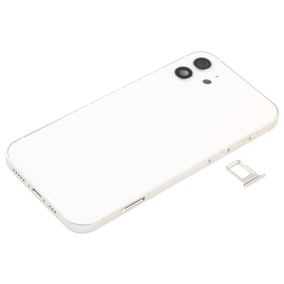 Battery Back Cover (with Side Keys & Card Tray & Power + Volume Flex Cable & Wireless Charging Module) for iPhone 12(White)