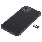 Battery Back Cover Assembly (with Side Keys & Speaker Ringer Buzzer & Motor & Camera Lens & Card Tray & Power Button + Volume Button + Charging Port & Wireless Charging Module) for iPhone 12(Black)