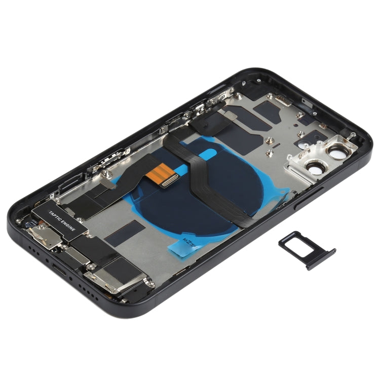 Battery Back Cover Assembly (with Side Keys & Speaker Ringer Buzzer & Motor & Camera Lens & Card Tray & Power Button + Volume Button + Charging Port & Wireless Charging Module) for iPhone 12(Black)