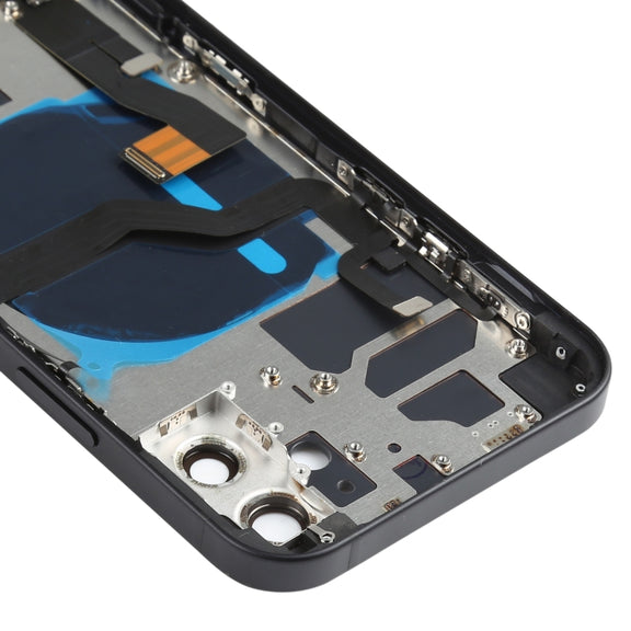Battery Back Cover Assembly (with Side Keys & Speaker Ringer Buzzer & Motor & Camera Lens & Card Tray & Power Button + Volume Button + Charging Port & Wireless Charging Module) for iPhone 12(Black)