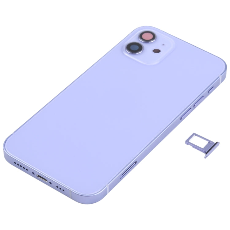 Battery Back Cover Assembly (with Side Keys & Speaker Ringer Buzzer & Motor & Camera Lens & Card Tray & Power Button + Volume Button + Charging Port & Wireless Charging Module) for iPhone 12(Purple) - Back Cover by PMC TechLife | Online Shopping South Africa | PMC TechLife