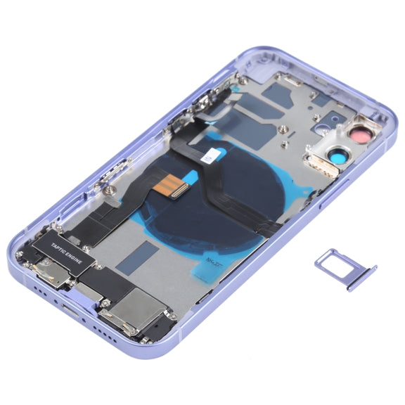 Battery Back Cover Assembly (with Side Keys & Speaker Ringer Buzzer & Motor & Camera Lens & Card Tray & Power Button + Volume Button + Charging Port & Wireless Charging Module) for iPhone 12(Purple)