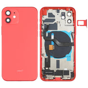 Battery Back Cover Assembly (with Side Keys & Speaker Ringer Buzzer & Motor & Camera Lens & Card Tray & Power Button + Volume Button + Charging Port & Wireless Charging Module) for iPhone 12(Red)