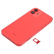 Battery Back Cover Assembly (with Side Keys & Speaker Ringer Buzzer & Motor & Camera Lens & Card Tray & Power Button + Volume Button + Charging Port & Wireless Charging Module) for iPhone 12(Red)