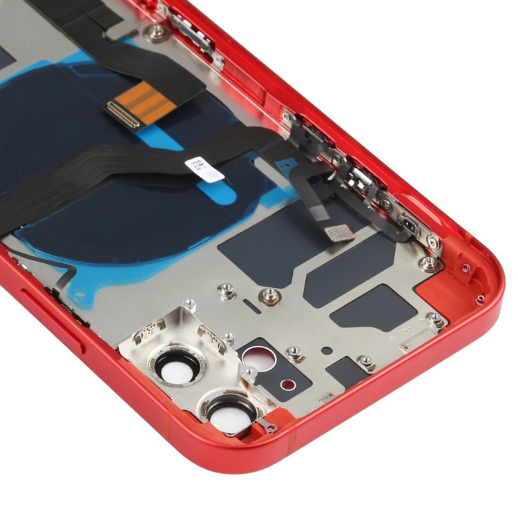 Battery Back Cover Assembly (with Side Keys & Speaker Ringer Buzzer & Motor & Camera Lens & Card Tray & Power Button + Volume Button + Charging Port & Wireless Charging Module) for iPhone 12(Red)