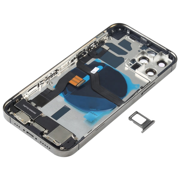 Battery Back Cover Assembly (with Side Keys & Speaker Ringer Buzzer & Motor & Camera Lens & Card Tray & Power Button + Volume Button + Charging Port & Wireless Charging Module) for iPhone 12 Pro(Black)