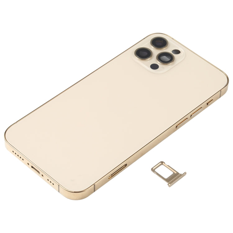 Battery Back Cover Assembly (with Side Keys & Speaker Ringer Buzzer & Motor & Camera Lens & Card Tray & Power Button + Volume Button + Charging Port & Wireless Charging Module) for iPhone 12 Pro(Gold)