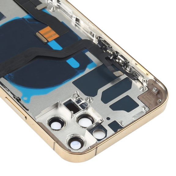Battery Back Cover Assembly (with Side Keys & Speaker Ringer Buzzer & Motor & Camera Lens & Card Tray & Power Button + Volume Button + Charging Port & Wireless Charging Module) for iPhone 12 Pro(Gold)