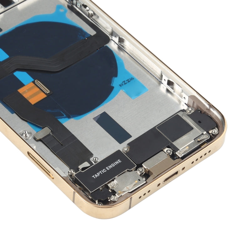 Battery Back Cover Assembly (with Side Keys & Speaker Ringer Buzzer & Motor & Camera Lens & Card Tray & Power Button + Volume Button + Charging Port & Wireless Charging Module) for iPhone 12 Pro(Gold)