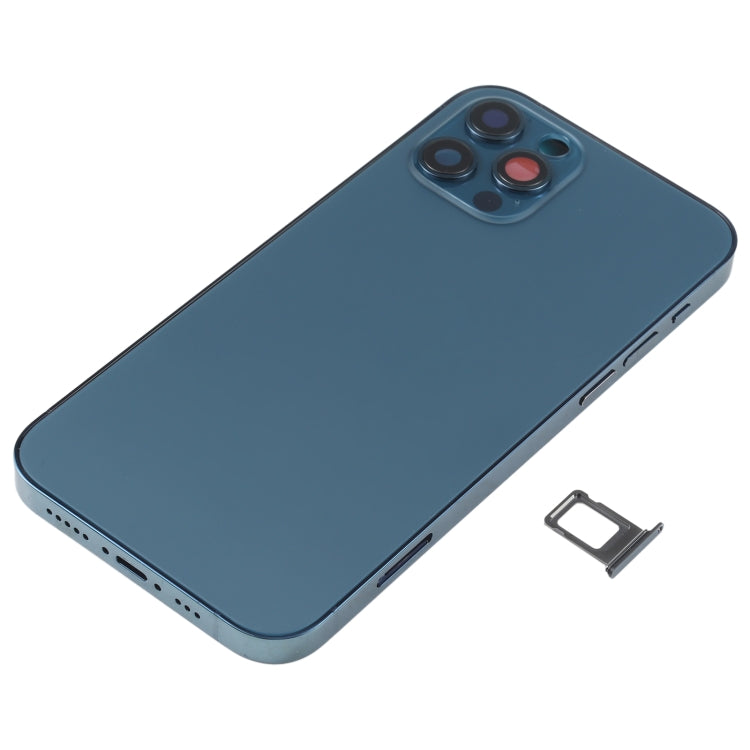 Battery Back Cover Assembly (with Side Keys & Speaker Ringer Buzzer & Motor & Camera Lens & Card Tray & Power Button + Volume Button + Charging Port & Wireless Charging Module) for iPhone 12 Pro(Blue) - Back Cover by PMC TechLife | Online Shopping South Africa | PMC TechLife