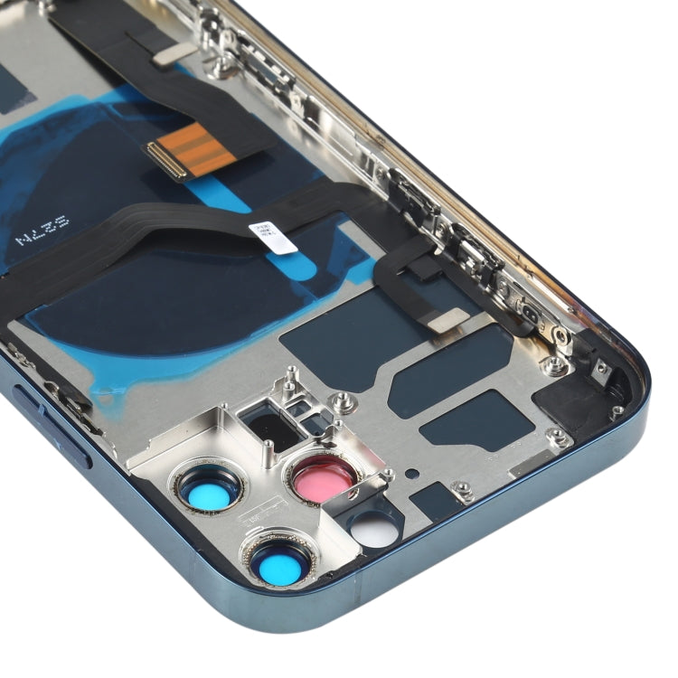 Battery Back Cover Assembly (with Side Keys & Speaker Ringer Buzzer & Motor & Camera Lens & Card Tray & Power Button + Volume Button + Charging Port & Wireless Charging Module) for iPhone 12 Pro(Blue)