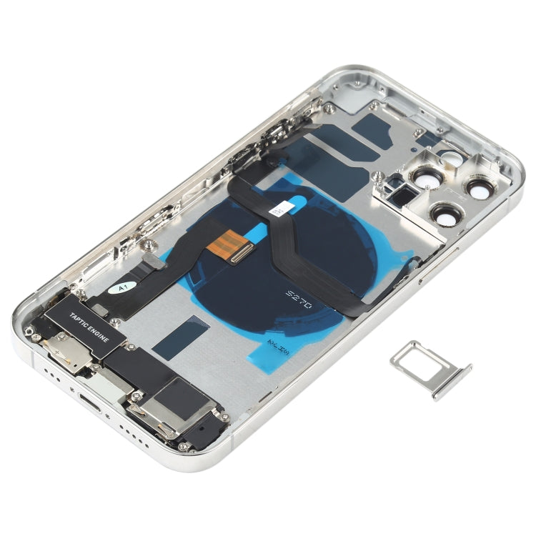 Battery Back Cover Assembly (with Side Keys & Speaker Ringer Buzzer & Motor & Camera Lens & Card Tray & Power Button + Volume Button + Charging Port & Wireless Charging Module) for iPhone 12 Pro(White)
