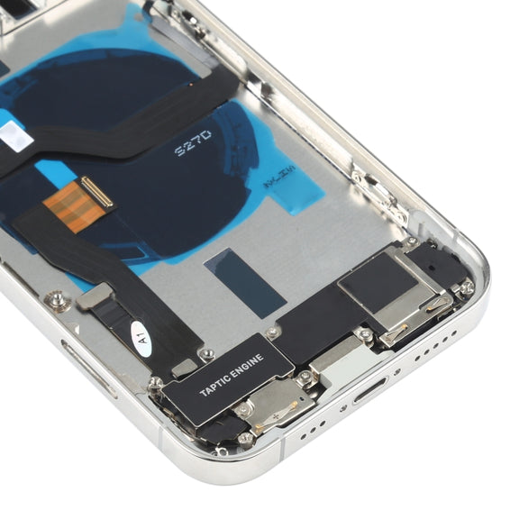 Battery Back Cover Assembly (with Side Keys & Speaker Ringer Buzzer & Motor & Camera Lens & Card Tray & Power Button + Volume Button + Charging Port & Wireless Charging Module) for iPhone 12 Pro(White)