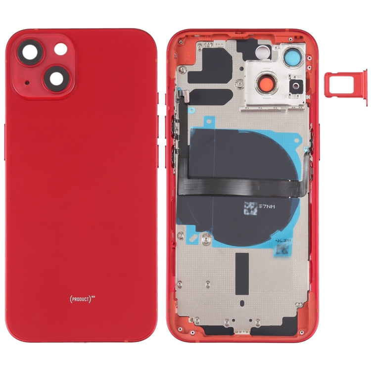 For iPhone 13 Battery Back Cover with Side Keys & Card Tray & Power + Volume Flex Cable & Wireless Charging Module(Red) - Back Cover by PMC TechLife | Online Shopping South Africa | PMC TechLife