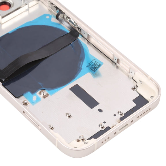 For iPhone 13 Battery Back Cover with Side Keys & Card Tray & Power + Volume Flex Cable & Wireless Charging Module(White)