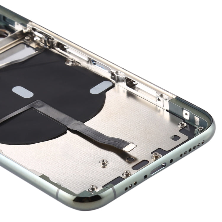 Battery Back Cover (with Side Keys & Card Tray & Power + Volume Flex Cable & Wireless Charging Module) for iPhone 11 Pro(Green)
