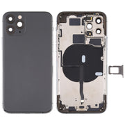 Battery Back Cover (with Side Keys & Card Tray & Power + Volume Flex Cable & Wireless Charging Module) for iPhone 11 Pro Max(Black)