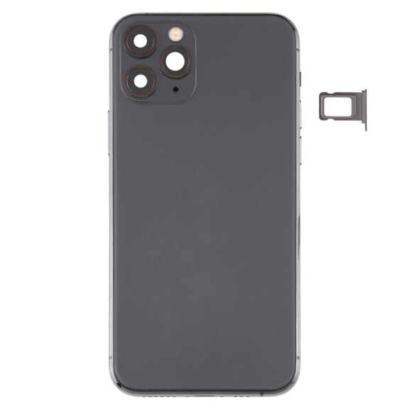 Battery Back Cover (with Side Keys & Card Tray & Power + Volume Flex Cable & Wireless Charging Module) for iPhone 11 Pro Max(Black)