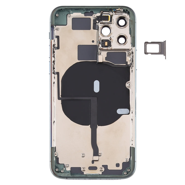Battery Back Cover (with Side Keys & Card Tray & Power + Volume Flex Cable & Wireless Charging Module) for iPhone 11 Pro Max(Green) - Back Cover by PMC TechLife | Online Shopping South Africa | PMC TechLife