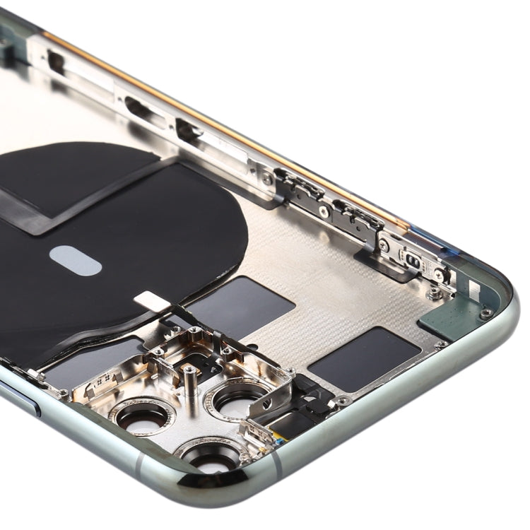 Battery Back Cover (with Side Keys & Card Tray & Power + Volume Flex Cable & Wireless Charging Module) for iPhone 11 Pro Max(Green)