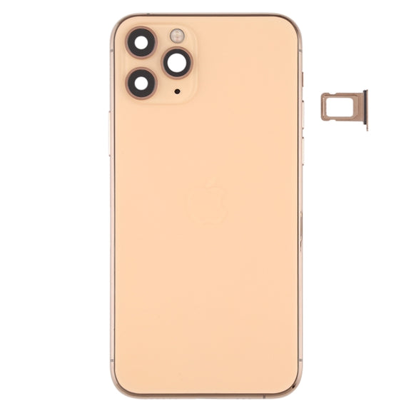 Battery Back Cover (with Side Keys & Card Tray & Power + Volume Flex Cable & Wireless Charging Module) for iPhone 11 Pro Max(Gold)