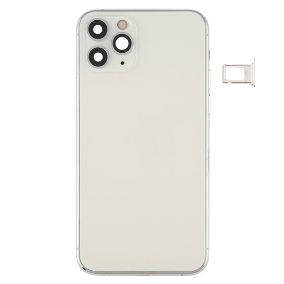 Battery Back Cover (with Side Keys & Card Tray & Power + Volume Flex Cable & Wireless Charging Module) for iPhone 11 Pro Max(Silver)