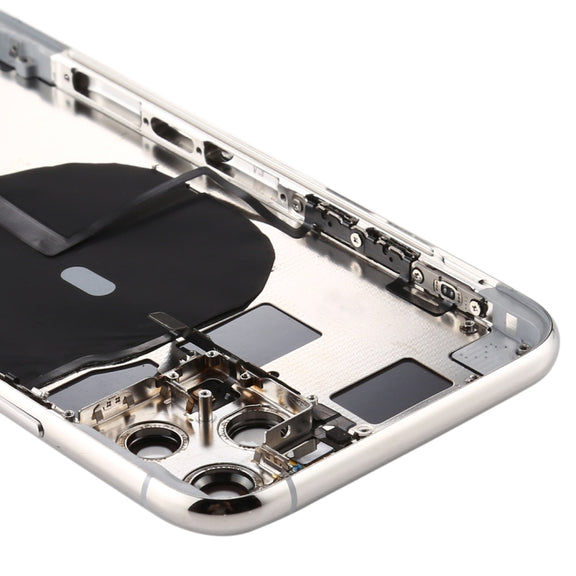 Battery Back Cover (with Side Keys & Card Tray & Power + Volume Flex Cable & Wireless Charging Module) for iPhone 11 Pro Max(Silver)