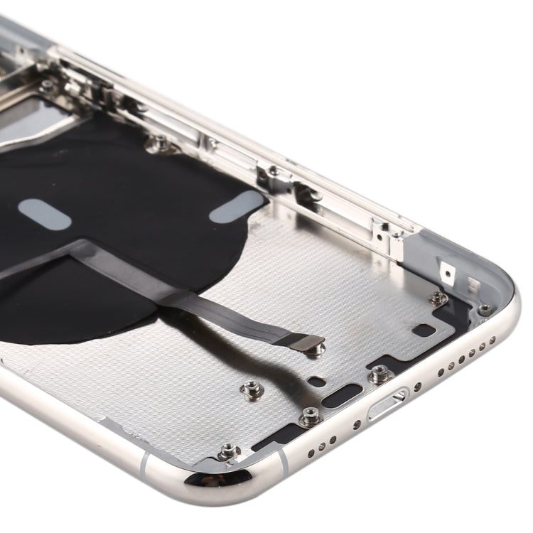 Battery Back Cover (with Side Keys & Card Tray & Power + Volume Flex Cable & Wireless Charging Module) for iPhone 11 Pro Max(Silver)