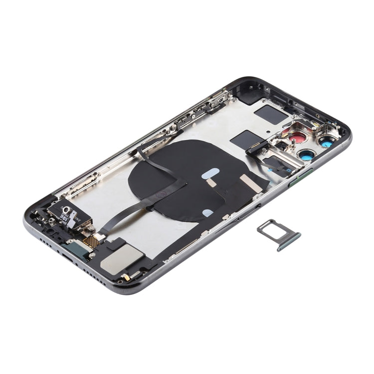 Battery Back Cover Assembly (with Side Keys & Power Button + Volume Button Flex Cable & Wireless Charging Module & Motor & Charging Port & Speaker Ringer Buzzer & Card Tray & Camera Lens Cover) for iPhone 11 Pro(Grey)