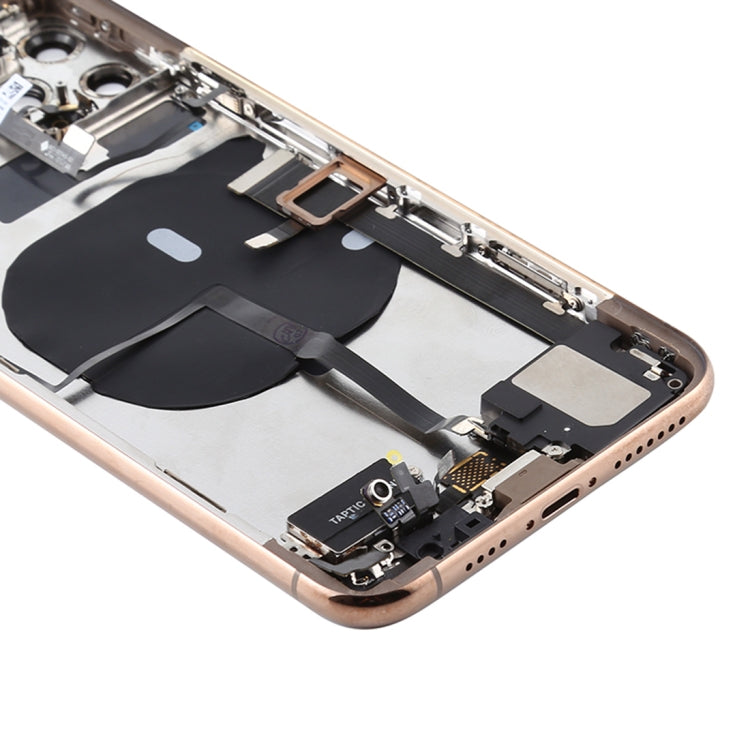 Battery Back Cover Assembly (with Side Keys & Power Button + Volume Button Flex Cable & Wireless Charging Module & Motor & Charging Port & Speaker Ringer Buzzer & Card Tray & Camera Lens Cover) for iPhone 11 Pro(Gold)