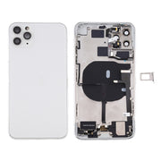 Battery Back Cover Assembly (with Side Keys & Power Button + Volume Button Flex Cable & Wireless Charging Module & Motor & Charging Port & Speaker Ringer Buzzer & Card Tray & Camera Lens Cover) for iPhone 11 Pro(Silver)