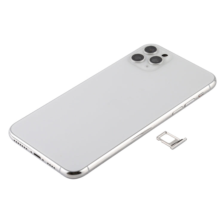 Battery Back Cover Assembly (with Side Keys & Power Button + Volume Button Flex Cable & Wireless Charging Module & Motor & Charging Port & Speaker Ringer Buzzer & Card Tray & Camera Lens Cover) for iPhone 11 Pro(Silver)