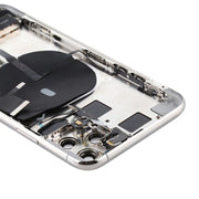 Battery Back Cover Assembly (with Side Keys & Power Button + Volume Button Flex Cable & Wireless Charging Module & Motor & Charging Port & Speaker Ringer Buzzer & Card Tray & Camera Lens Cover) for iPhone 11 Pro(Silver)