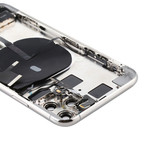 Battery Back Cover Assembly (with Side Keys & Power Button + Volume Button Flex Cable & Wireless Charging Module & Motor & Charging Port & Speaker Ringer Buzzer & Card Tray & Camera Lens Cover) for iPhone 11 Pro(Silver)