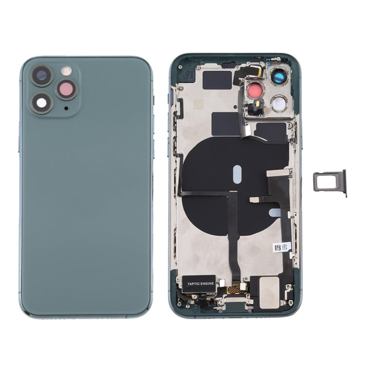 Battery Back Cover Assembly (with Side Keys & Power Button + Volume Button Flex Cable & Wireless Charging Module & Motor & Charging Port & Speaker Ringer Buzzer & Card Tray & Camera Lens Cover) for iPhone 11 Pro Max(Green) - Back Cover by PMC TechLife | Online Shopping South Africa | PMC TechLife