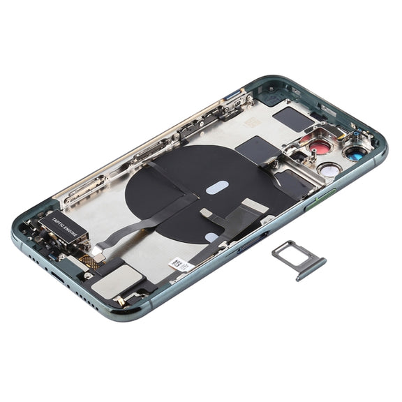 Battery Back Cover Assembly (with Side Keys & Power Button + Volume Button Flex Cable & Wireless Charging Module & Motor & Charging Port & Speaker Ringer Buzzer & Card Tray & Camera Lens Cover) for iPhone 11 Pro Max(Green)