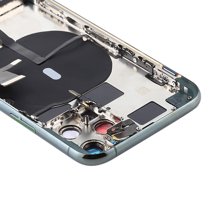 Battery Back Cover Assembly (with Side Keys & Power Button + Volume Button Flex Cable & Wireless Charging Module & Motor & Charging Port & Speaker Ringer Buzzer & Card Tray & Camera Lens Cover) for iPhone 11 Pro Max(Green)