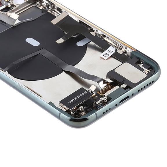 Battery Back Cover Assembly (with Side Keys & Power Button + Volume Button Flex Cable & Wireless Charging Module & Motor & Charging Port & Speaker Ringer Buzzer & Card Tray & Camera Lens Cover) for iPhone 11 Pro Max(Green)