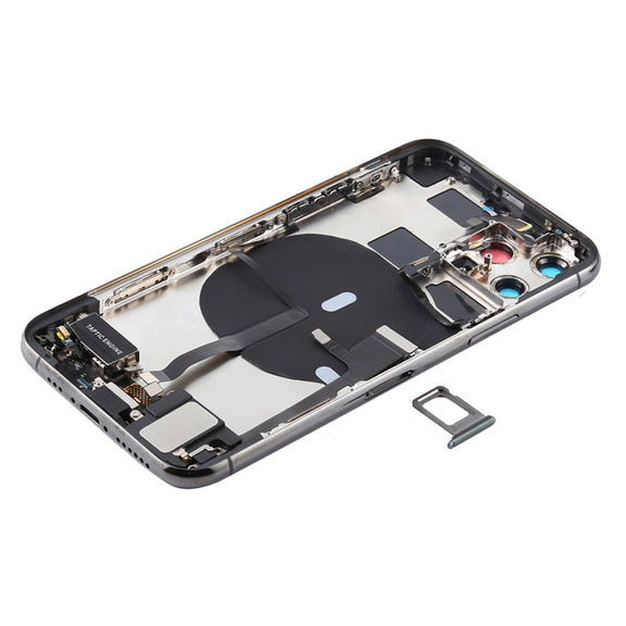 Battery Back Cover Assembly (with Side Keys & Power Button + Volume Button Flex Cable & Wireless Charging Module & Motor & Charging Port & Speaker Ringer Buzzer & Card Tray & Camera Lens Cover) for iPhone 11 Pro Max(Grey)