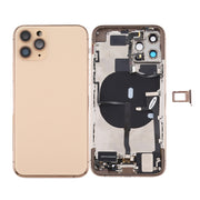 Battery Back Cover Assembly (with Side Keys & Power Button + Volume Button Flex Cable & Wireless Charging Module & Motor & Charging Port & Speaker Ringer Buzzer & Card Tray & Camera Lens Cover) for iPhone 11 Pro Max(Gold)