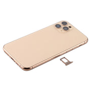 Battery Back Cover Assembly (with Side Keys & Power Button + Volume Button Flex Cable & Wireless Charging Module & Motor & Charging Port & Speaker Ringer Buzzer & Card Tray & Camera Lens Cover) for iPhone 11 Pro Max(Gold)
