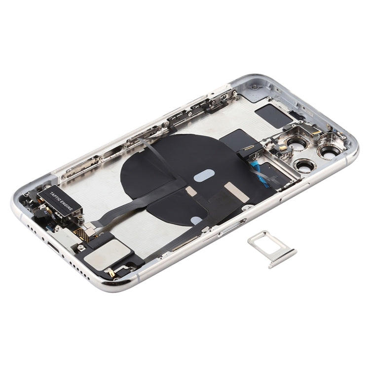 Battery Back Cover Assembly (with Side Keys & Power Button + Volume Button Flex Cable & Wireless Charging Module & Motor & Charging Port & Speaker Ringer Buzzer & Card Tray & Camera Lens Cover) for iPhone 11 Pro Max(Silver)